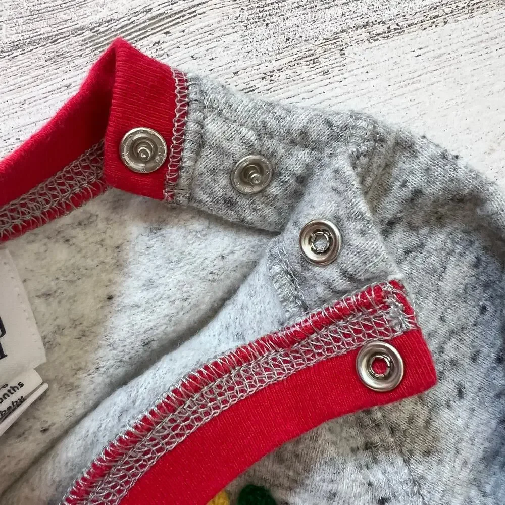 Baby Gap Knit Romper 3-6M Gray Rainbow Happy Graphic One Piece Long Sleeve - Picture 6 of 8